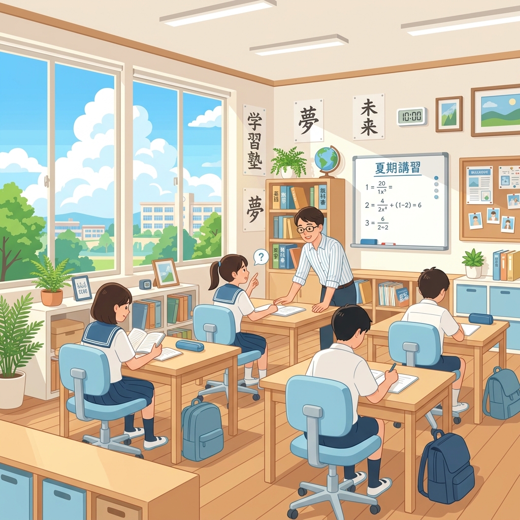 シードハウスの夏期講習 勉強する温かみのある自習空間